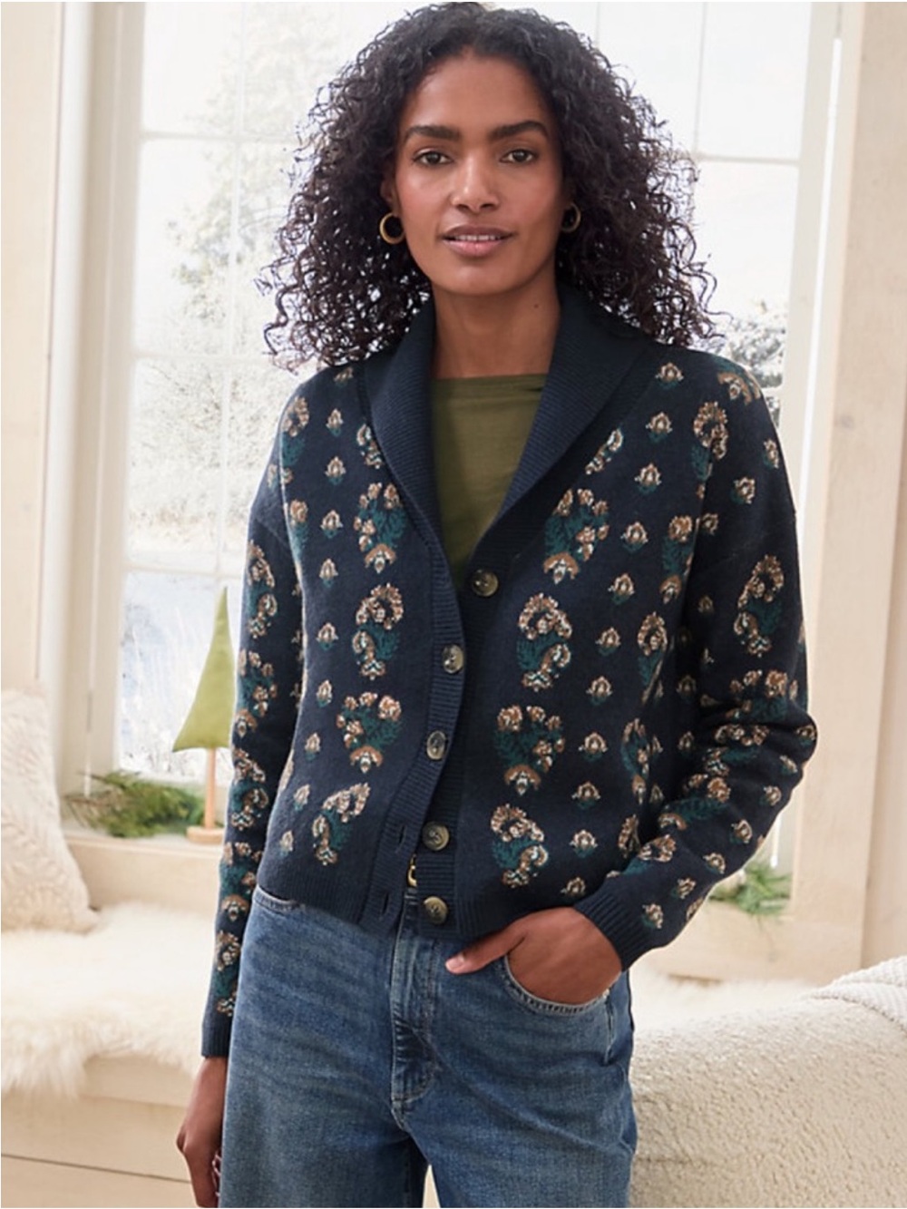 Garnet Hill Floral Cardigan.